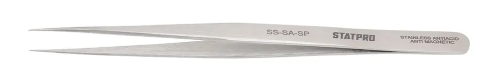 StatPro SS-SA-SP Economy Precision Anti-Magnetic Stainless Steel Tweezer with Straight, Slim, Very Fine Pointed Tips, 5.5" OAL