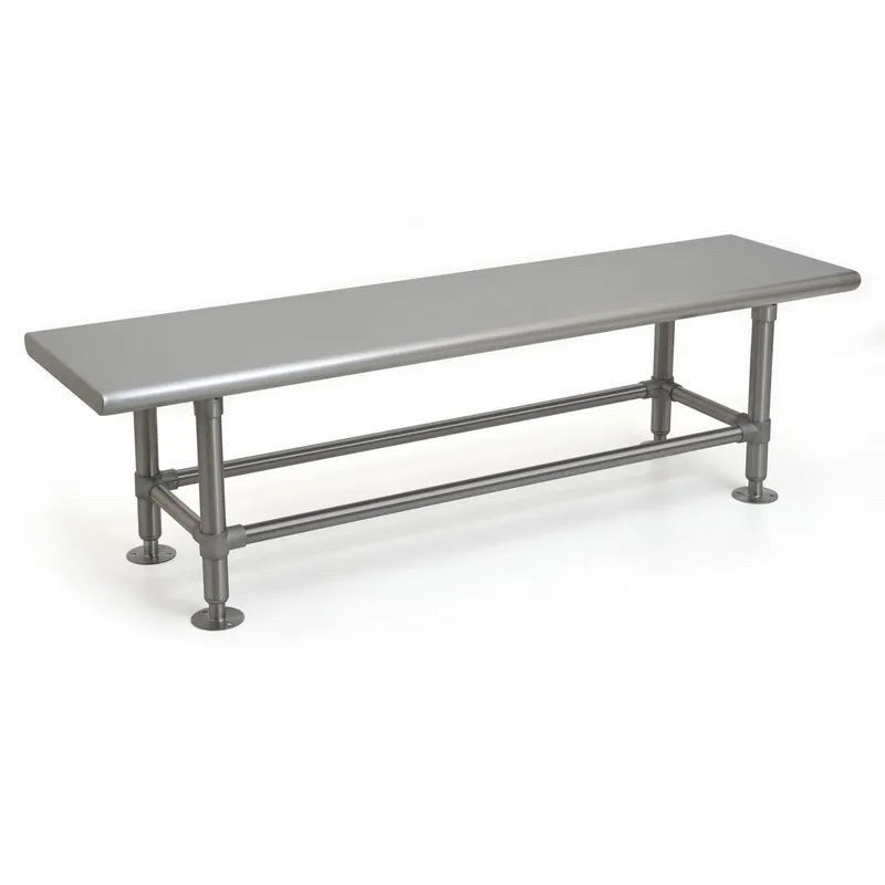 Eagle Floor-Mounted Heavy-Duty Stainless Steel Gowning Bench with Solid Top