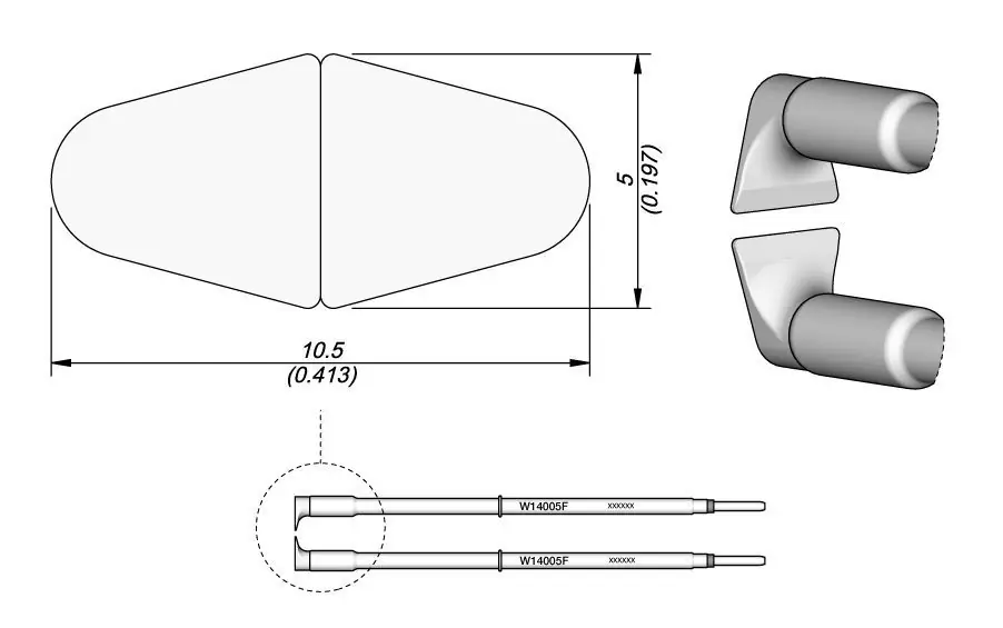 JBC W140 High-Temperature Stripping Tweezer Cartridges