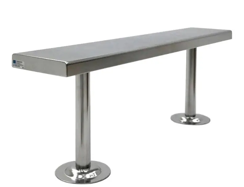 Terra Universal Biosafe® Floor-Mounted Stainless Steel Gowning Bench with Solid Top & Recessed Cylindrical Legs