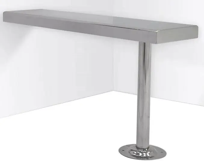 Terra Universal 1530-45-2 Stainless Steel Wall-Attached, Floor-Mounted Gowning Bench with Recessed Cylindrical Legs, 36"(W) x 10"(D) x 20.5"(H)