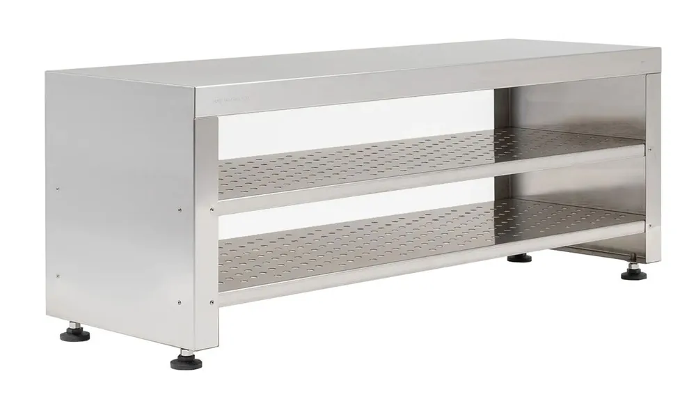 Terra Universal Stainless Steel Gowning Bench with Solid Top & Integrated Bootie Rack