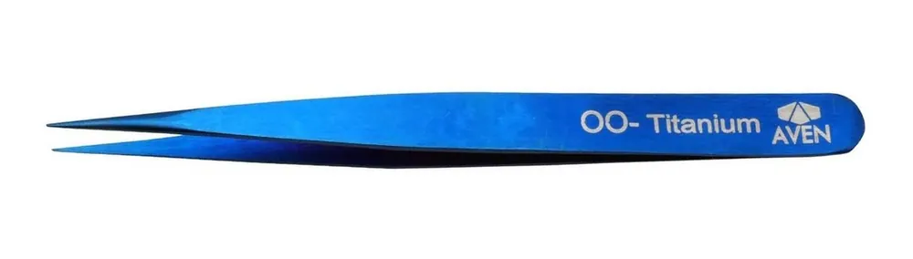 Aven Tools 18032TTB OO Titanium Blue Tweezer with Fine, Pointed Tips, 4.84" OAL