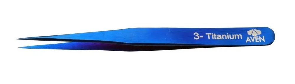 Aven Tools 18053TTB 3 Titanium Blue Tweezer with Strong, Pointed Tips, 5.43" OAL