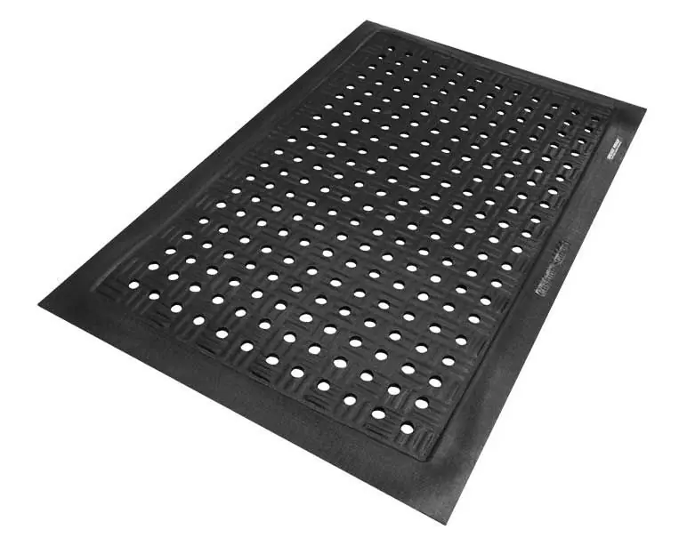 M+A Matting 371 Comfort Station Max Indoor/Outdoor Wet/Dry Slip-Resistant Anti-Fatigue Mat with Holes, Black