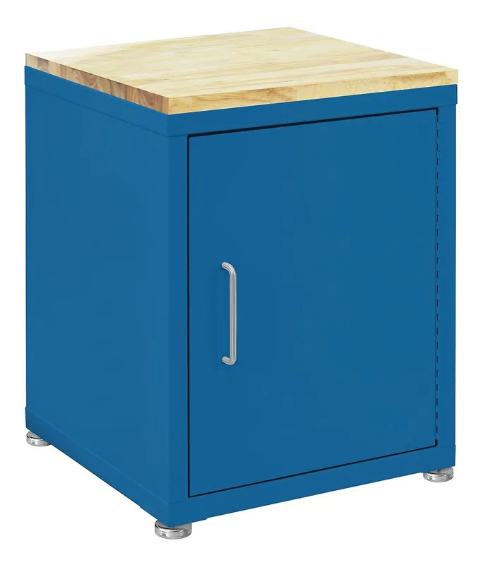 BenchPro Industrial Storage Cabinet with 1" Lacquered Maple Butcher Block Top, 21" x 22" x 31.5"