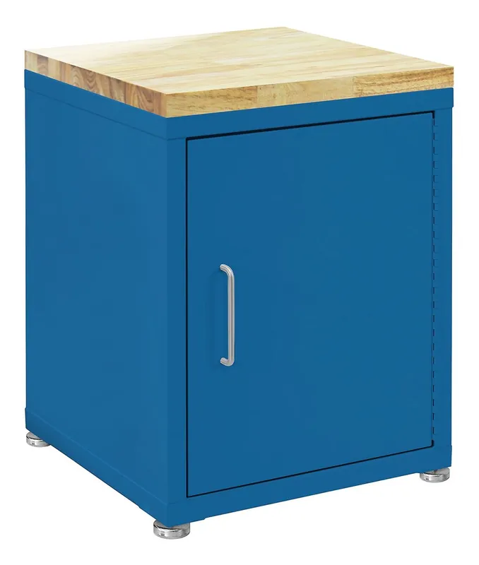 BenchPro Industrial Storage Cabinet with 1.75" Lacquered Maple Butcher Block Top, 21" x 22" x 31.5"