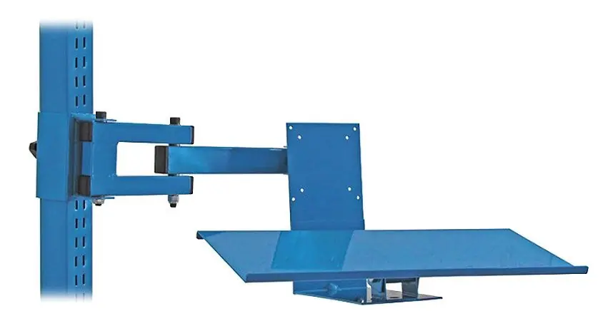 BUILT RIGHT Upright-Mounted Articulating Monitor Arm with Keyboard Tray