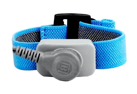 Botron Adjustable Blue Elastic Wrist Strap with 1/8" Snap & Dual Mono Jack
