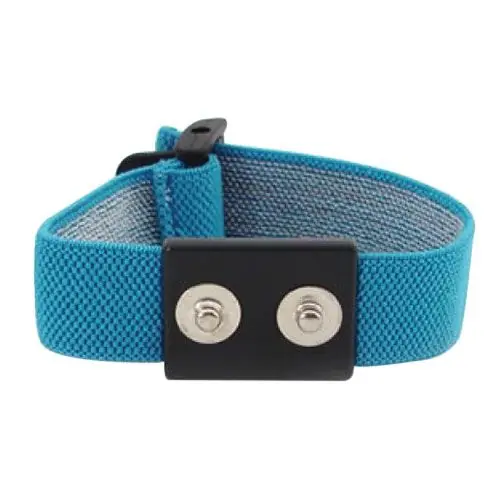 Botron Adjustable Blue Elastic Dual-Wire Wrist Straps with 1/8" Snaps
