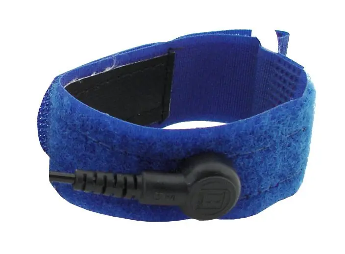 Botron Adjustable Blue Hook & Loop Wrist Straps with 1/4" Snap