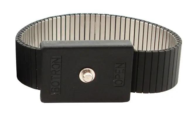 Botron Adjustable Black Metal Wrist Strap with 1/8" Snap
