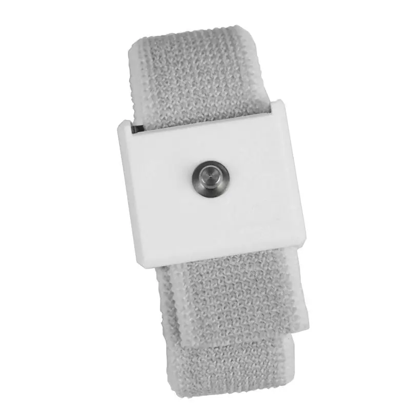 Desco Jewel® Adjustable White Elastic Wrist Strap with 4mm Snap