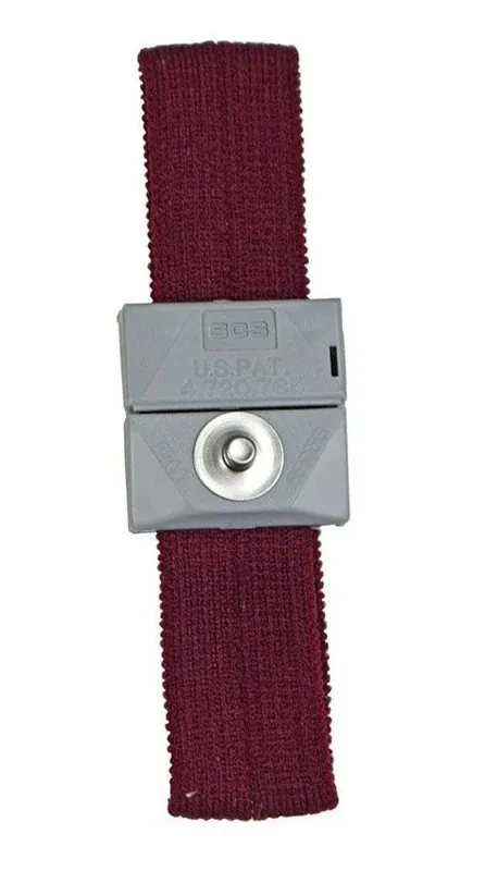 SCS Adjustable Burgundy Elastic Wrist Strap with 4mm Snap