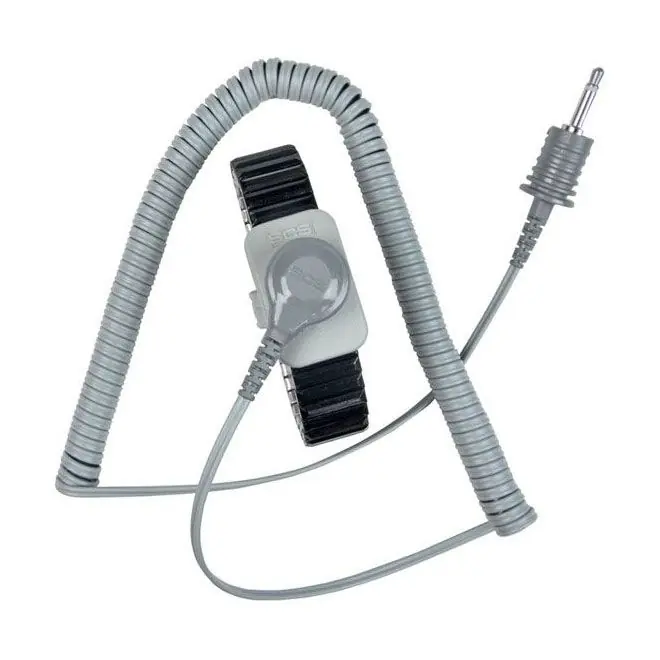 SCS Black Metal Dual Wire Wrist Strap with 3.4mm Plug & Optional Coil Cord