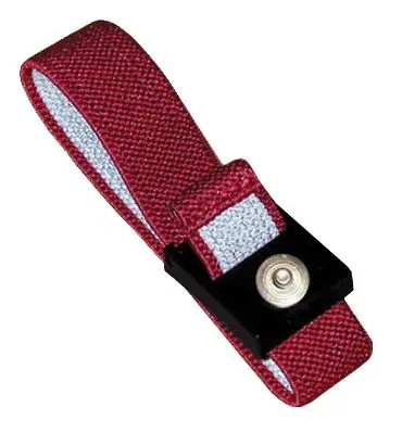Transforming Technologies Adjustable Maroon Anti-Allergy Elastic Wrist Band with 4mm Snap & Optional Coil Cord with Swivel Banana Plug