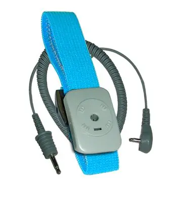 Transforming Technologies Adjustable Blue Elastic Dual Conductor Wrist Band with 3.5mm Plug & Coil Cord