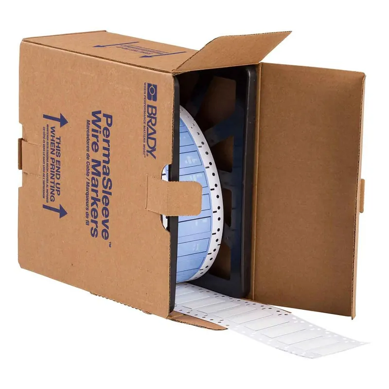 Brady PermaSleeve® Matte Polyolefin Heat Shrink Wire and Cable Labels for 3" Core Printers & R6600 Ribbons, 0.375" dia.