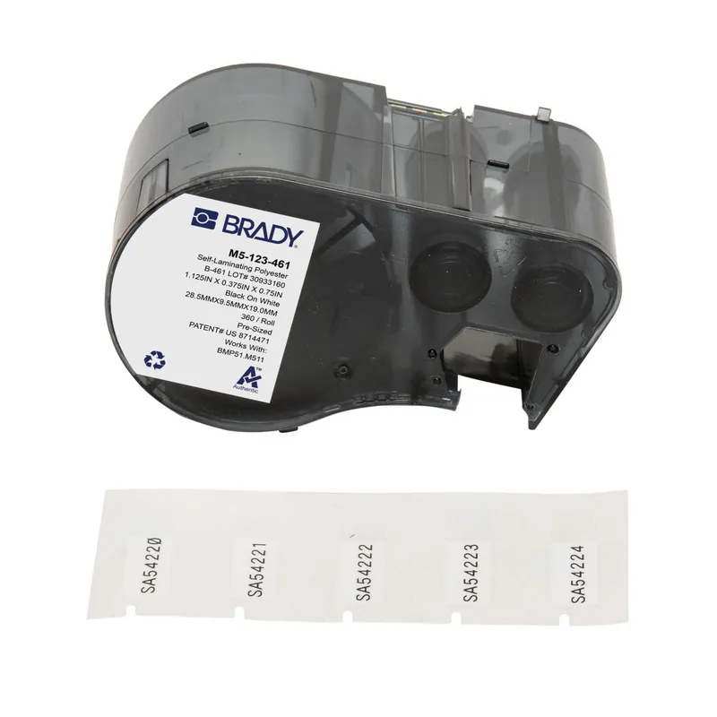 Brady Self-Laminating Cryogenic Matte Polyester Laboratory Labels with Ribbon for M4 & M5 Printers, Black on White