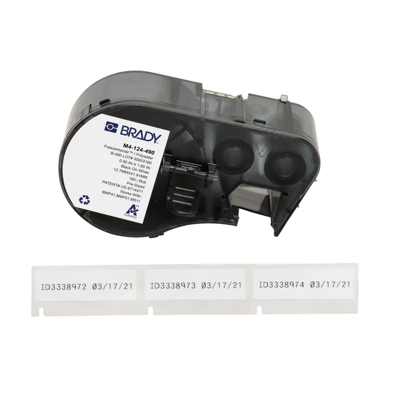 Brady FreezerBondz™ Cryogenic Matte Polyester Laboratory Labels with Ribbon for M4 & M5 Printers, Black on White