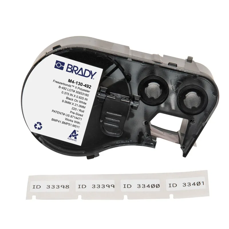 Brady FreezerBondz™ Ultra-Thin Cryogenic Gloss Polyester Laboratory Labels with Ribbon for M4 & M5 Printers, Black on White