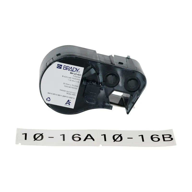Brady Harsh Environment Multi-Purpose Gloss Polyester Labels with Ribbon for M4 & M5 Printers, Black on White