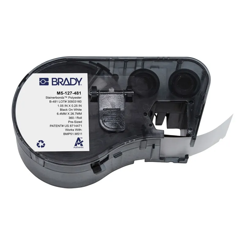 Brady StainerBondz™ Microscope Slide Satin Polyester Laboratory Labels with Ribbon for M5 Printers, Black on White