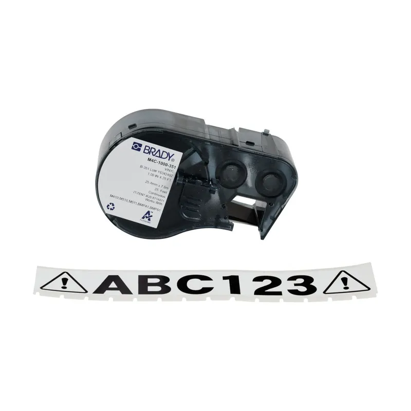 Brady Destructible Tamper Evident Matte Vinyl Labels with Ribbon for M4 & M5 Printers, Black on White