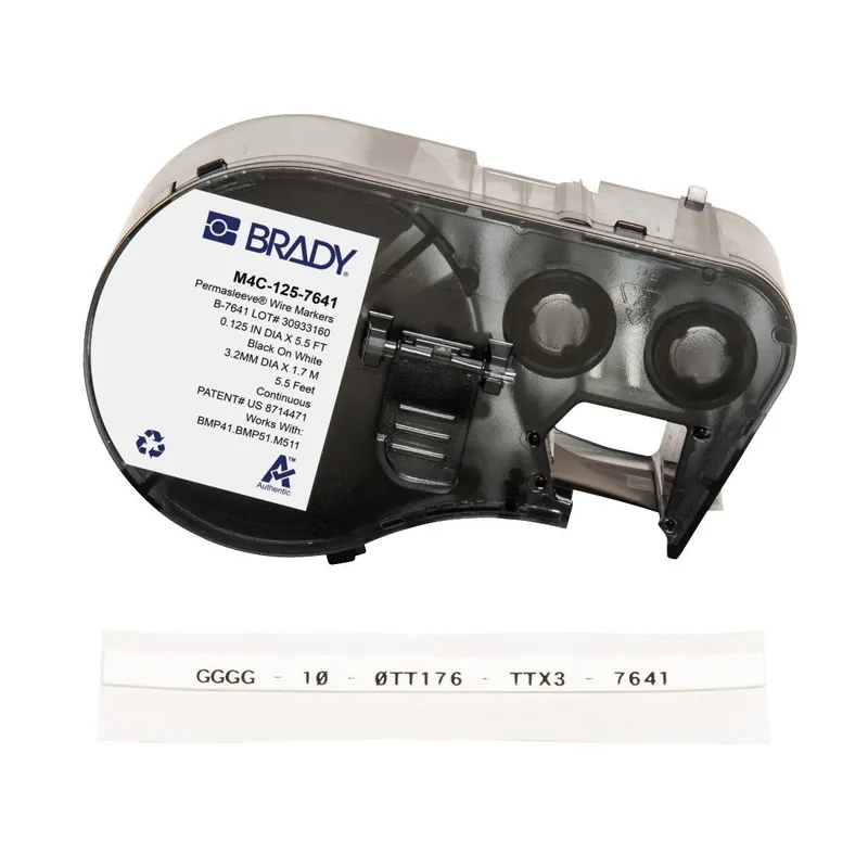 Brady PermaSleeve® Matte Polyolefin Low Smoke Zero Halogen Heat Shrink Labels with Ribbon for M4 & M5 Printers