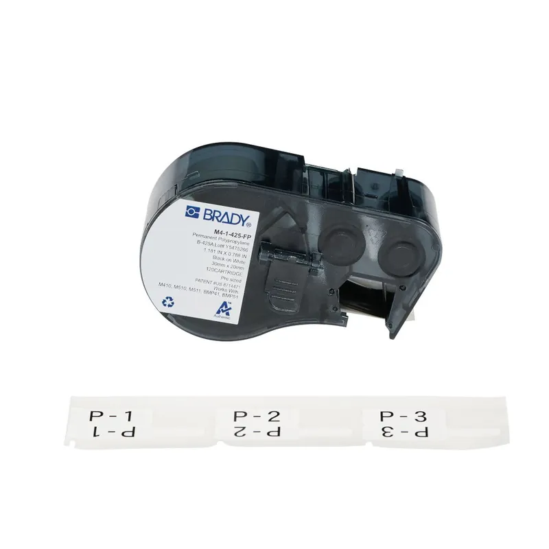 Brady P-Flag Matte Polypropylene Labels for M4 & M5 Printers, Black on White, 1.18" x 0.788" (Cartridge of 120)