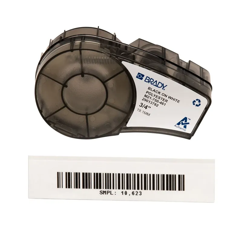 Brady Self-Laminating Cryogenic Matte Polyester Laboratory Labels with Ribbon for M21 Printers, Black on White