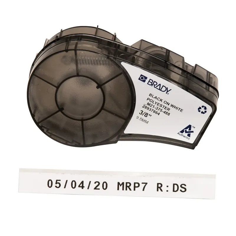 Brady Solvent and Chemical Resistant Matte Polyester Laboratory Labels with Ribbon for M21 Printers, Black on White