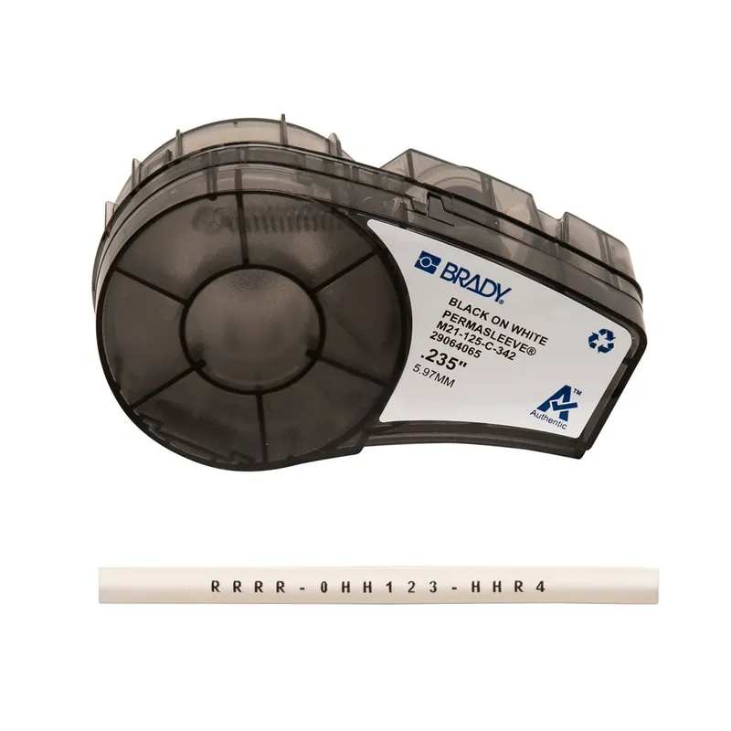 Brady PermaSleeve® Matte Polyolefin Heat Shrink Wire and Cable Labels with Ribbon for M21 Printers
