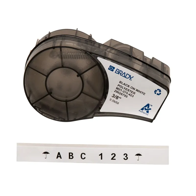 Brady Harsh Environment Gloss Polyester Multi-Purpose Labels with Ribbon for M21 Printers, Black on White
