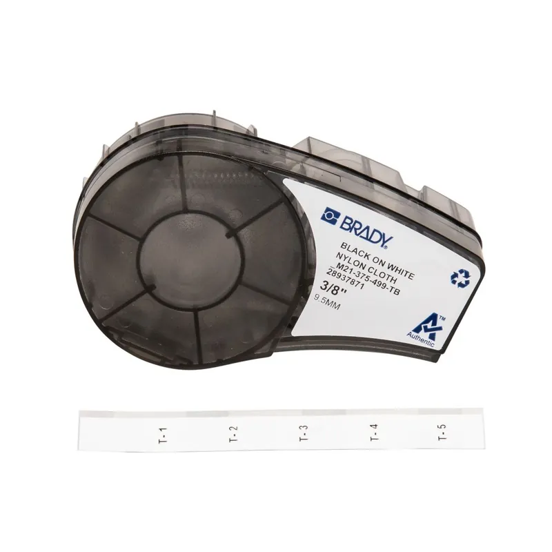 Brady Aggressive Adhesive Matte Nylon Multi-Purpose Terminal Block Labels with Ribbon for M21 Printers, Black on White