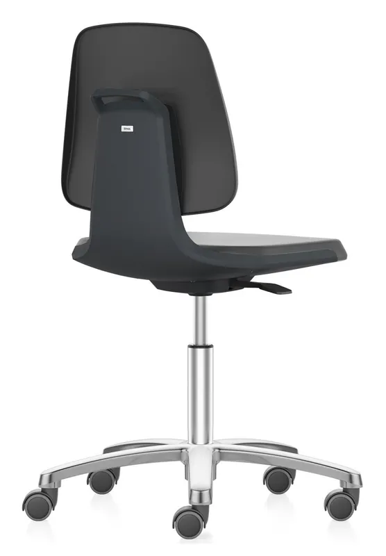 bimos Labsit ESD Chairs with Polished Aluminum Base, Black Vinyl