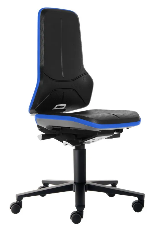 bimos Neon ESD Chairs with Black Aluminum Base, Black Vinyl