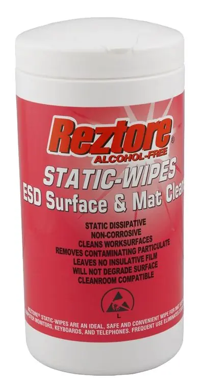 Desco 16019 Reztore® ESD Surface & Mat Cleaner Wipes (Canister of 100)