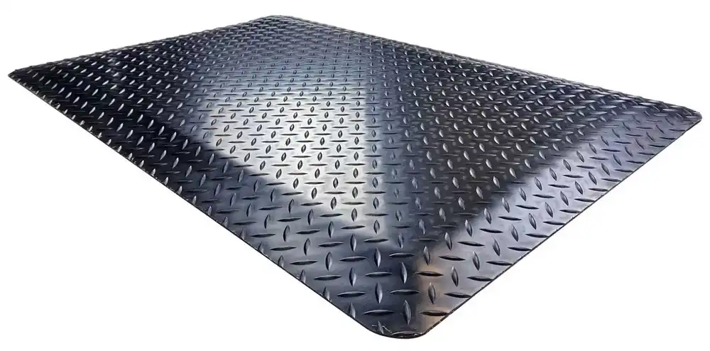 Wearwell 446 Rubber Diamond-Plate SpongeCote® Beveled Mats, Black
