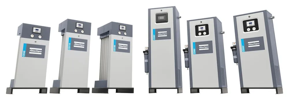 Atlas Copco CD+ Series Heatless Desiccant Dryers with Cerades™ Solid Desiccant
