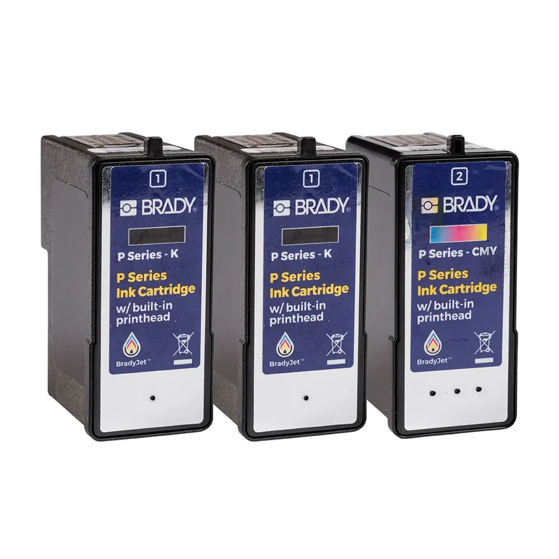 Brady P-1CMY2K Ink Cartridges for J7300 Label Printer, 2 Black, 1 Cyan/Magenta/Yellow (Pack of 3)