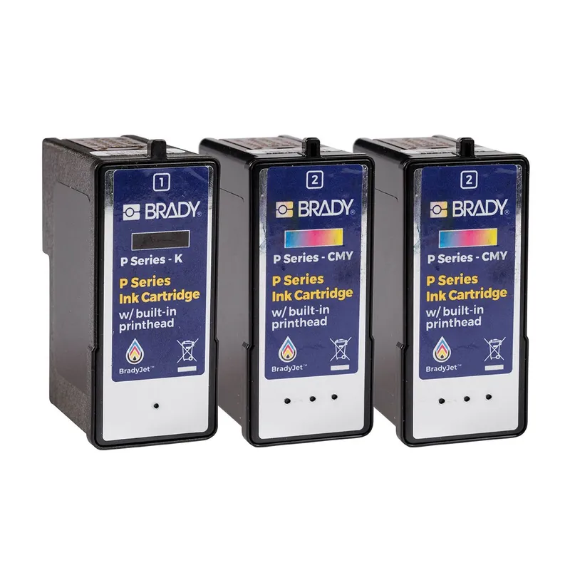 Brady P-2CMY1K Ink Cartridges for J7300 Label Printer, 1 Black, 2 Cyan/Magenta/Yellow (Pack of 3)
