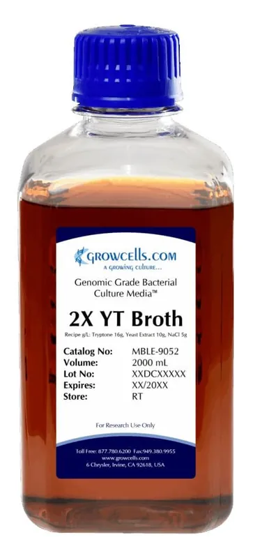Growcells, Inc. 2X YT Broth, Filter & Steam Sterilized (31 g/L)