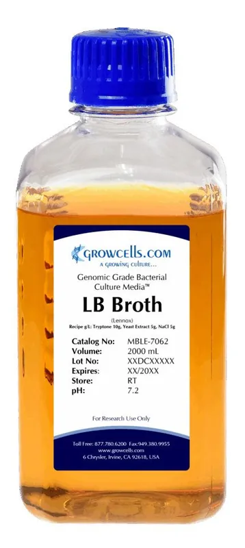 Growcells, Inc. LB Broth Media, Filter & Steam Sterilized (20 g/L)