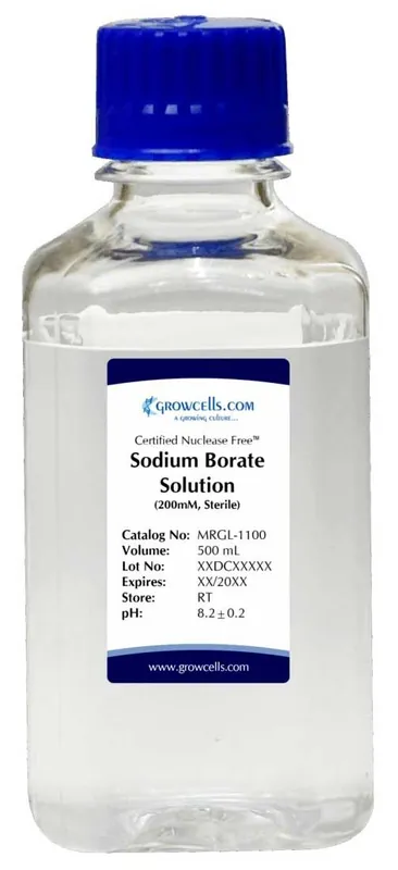 Growcells, Inc. MRGL-1100-20 4% Sodium Borate Sterile Solution, 500mL Bottle (Case of 20)