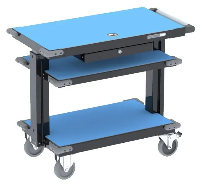 Kendall Howard ESD-EVH-1000 Adjustable ESD Mobile Cart with 3 Shelves