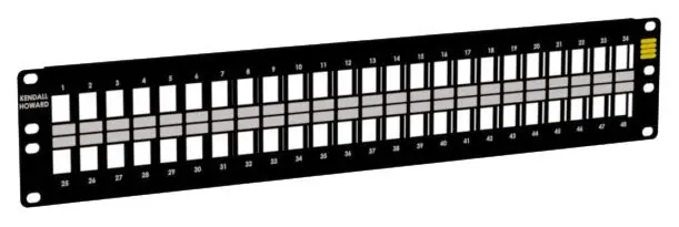 Kendall Howard 1905-2-102-48 2U Rack-Mountable Modular Blank Keystone Patch Panel with 48 Ports