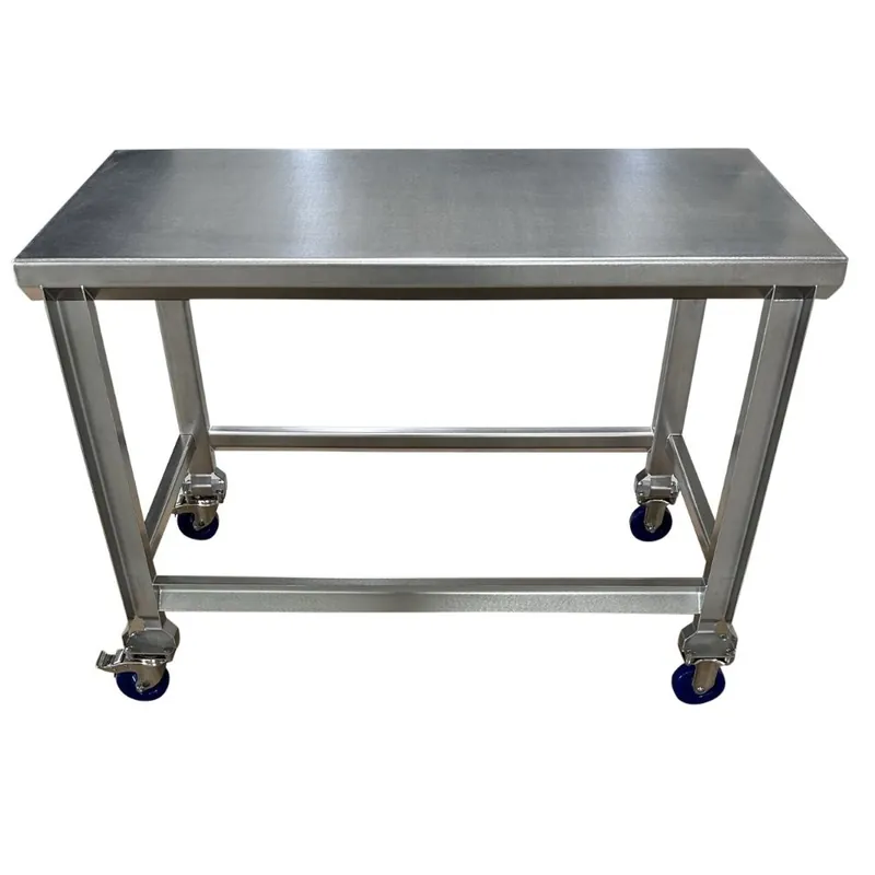 CleanPro® Mobile Stainless Steel Table with Solid Top & 4" Casters