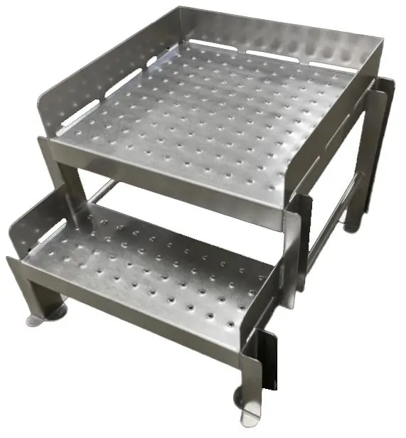 CleanPro® SSL-1271 Stainless Steel Cleanroom 2-Step Platform with Paw Print Footing, 32" x 24" x 18"