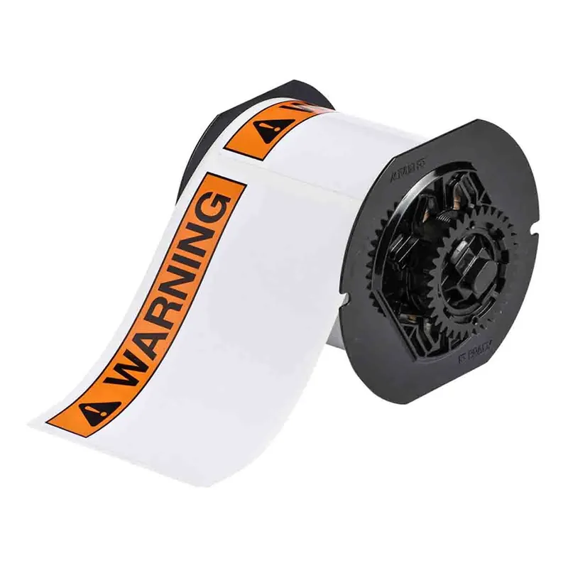 Brady All Weather Permanent Adhesive Gloss Vinyl Labels with ANSI "WARNING" Header for B30 Printers & B30-R10000 Ribbons